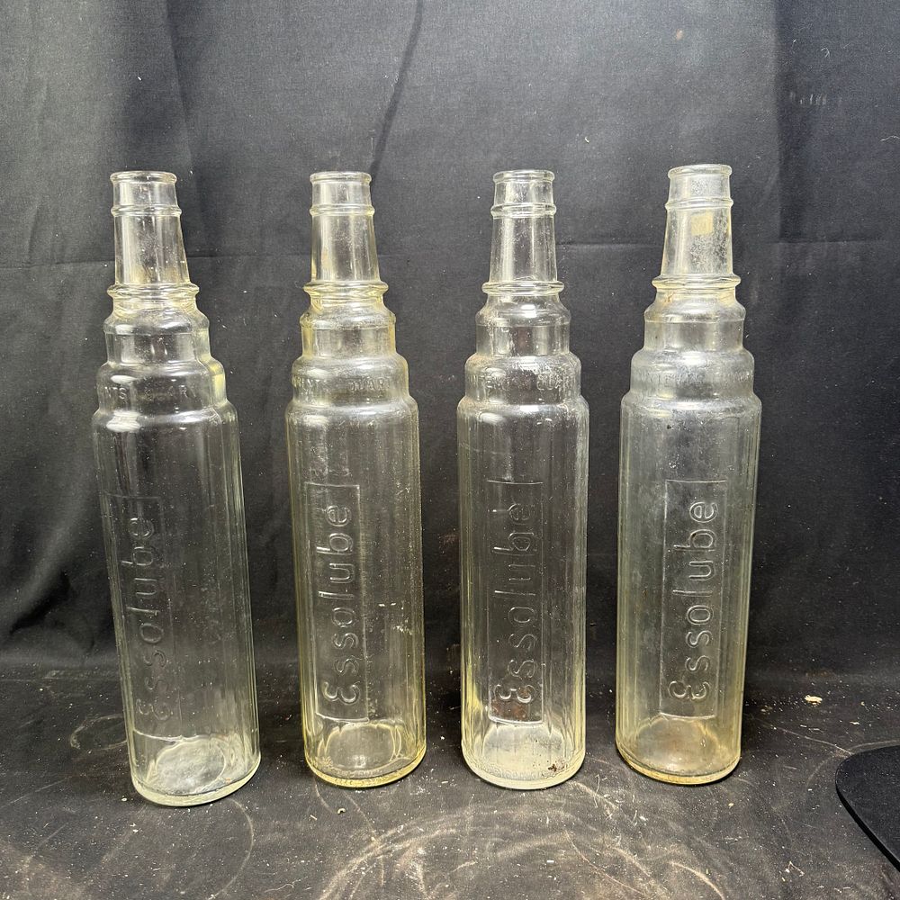 Lot 309: Essolube Motor Oil Bottles Embossed Glass