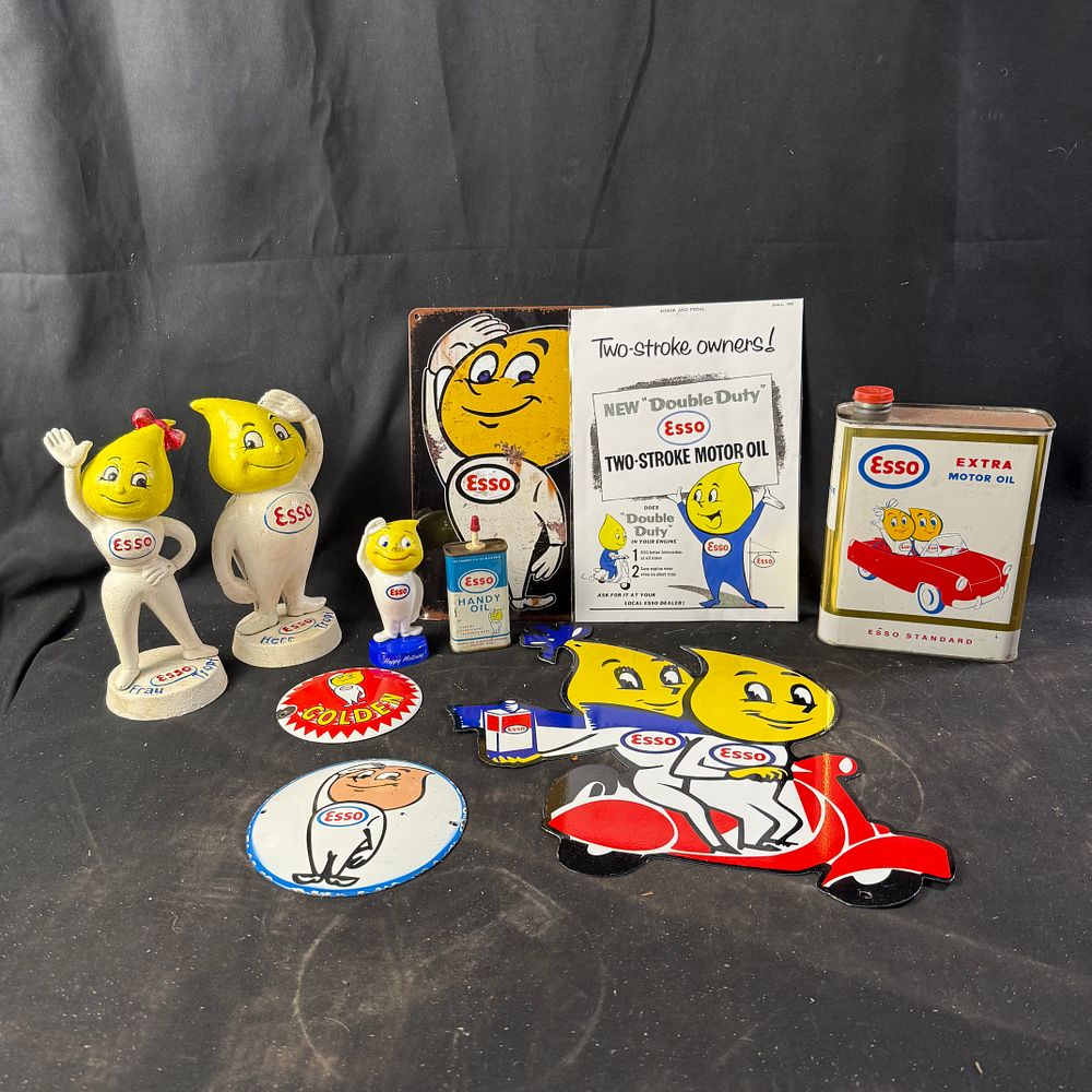Lot 312: Esso Mr and Mrs Drip Character Collection Metal and Porcelain