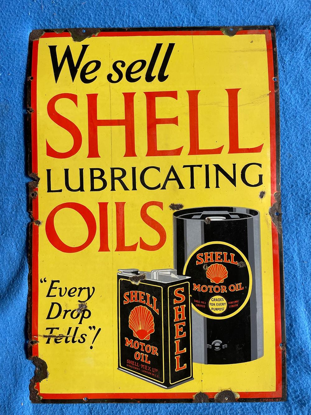 Lot 158: Shell Lubricating Oils Enamel Advertising Sign