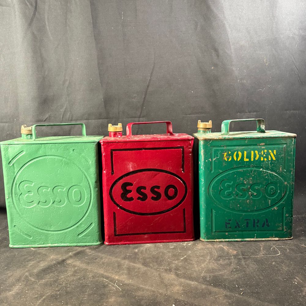 Lot 340: Esso Petrol Cans, Metal, Mid-20th Century