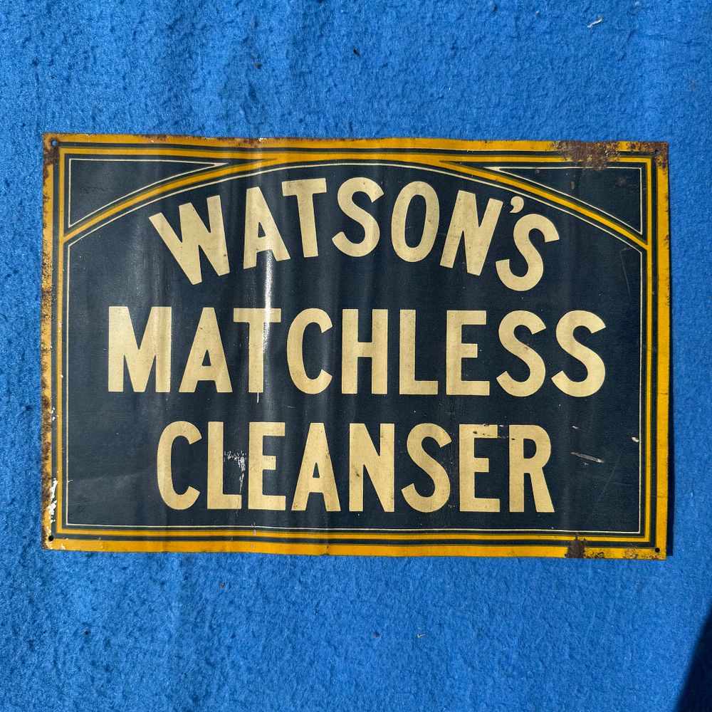 Lot 346: Watson's Matchless Cleanser Metal Advertising Sign