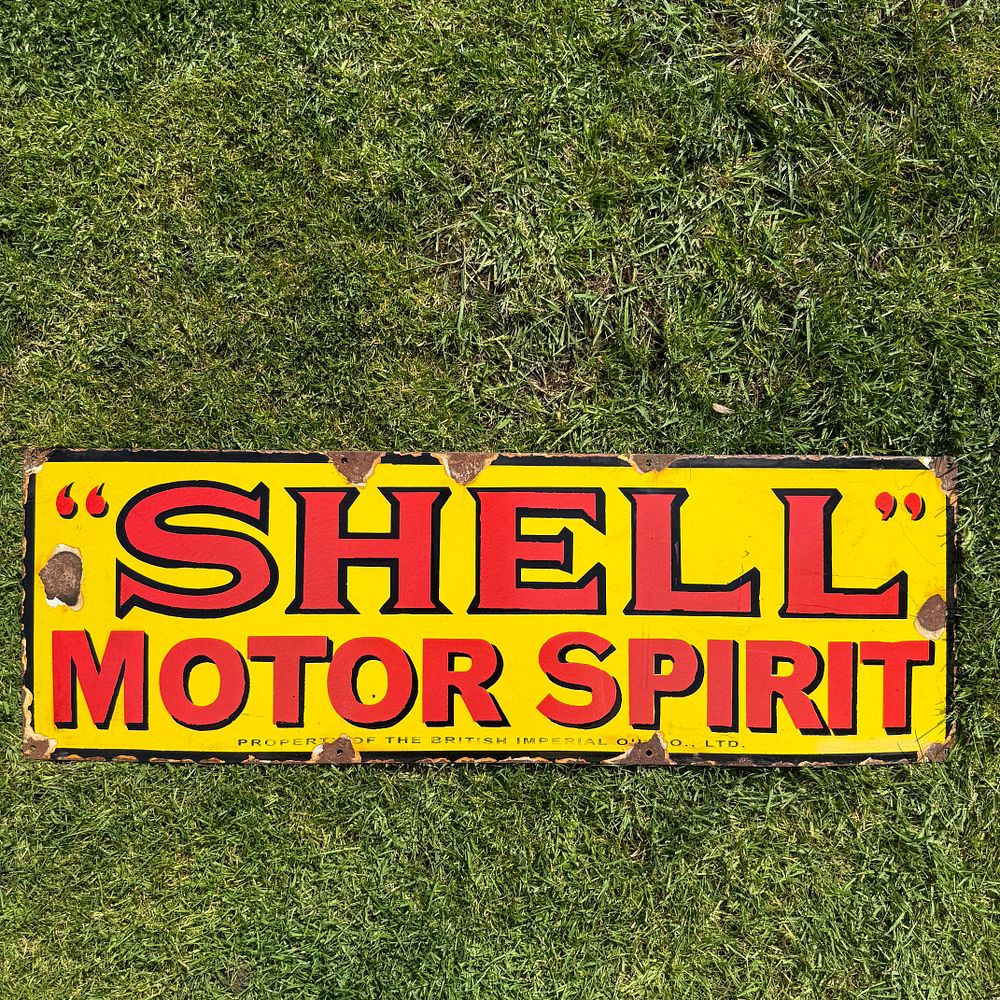 Lot 289: Shell Motor Spirit Enamel Advertising Sign