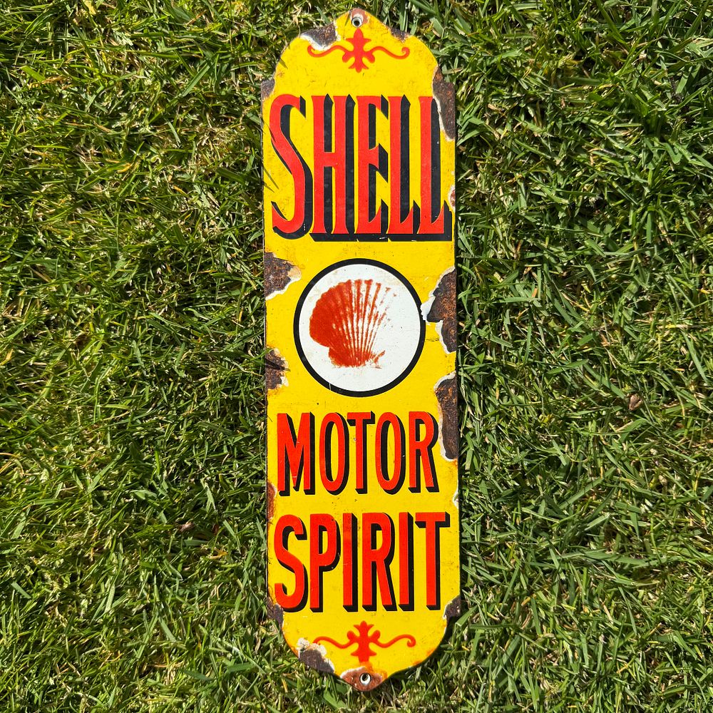 Lot 261: Shell Motor Spirit Enamel Advertising Fingerplate Sign (Reproduction)