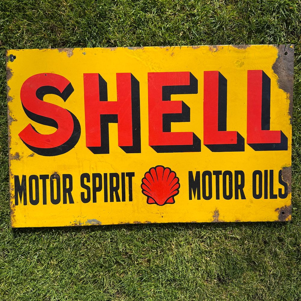 Lot 57: Shell Motor Spirit and Motor Oils Enamel Advertising Sign