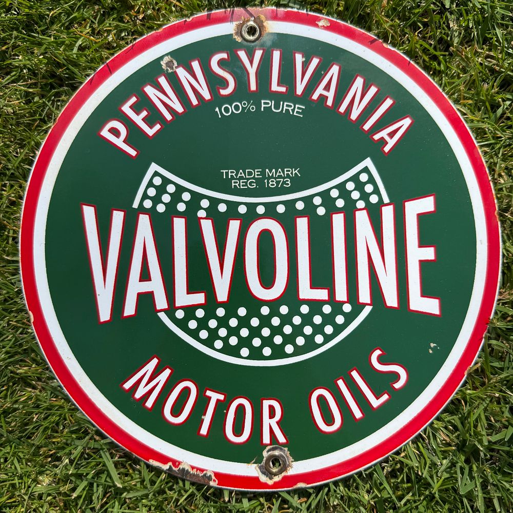 Lot 248: Valvoline Pennsylvania Motor Oils Enamel Advertising Sign (Reproduction)