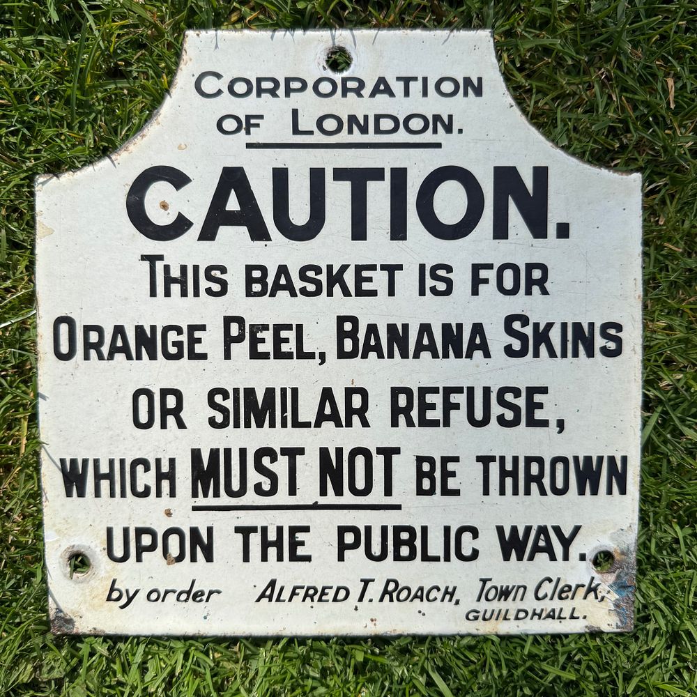 Lot 207: Corporation of London Caution Enamel Advertising Sign