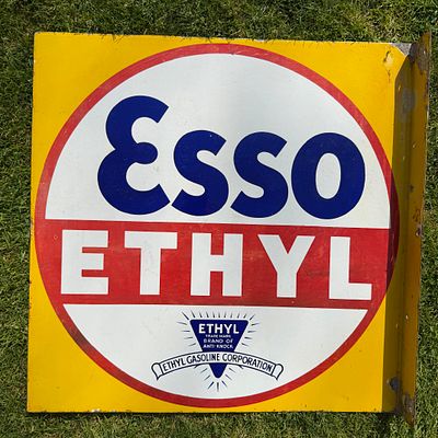 Esso Ethyl Flanged Enamel Advertising Sign