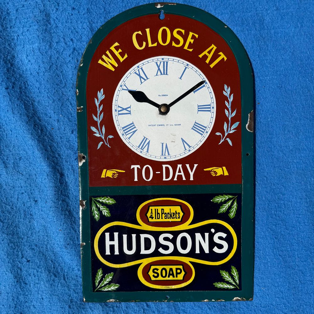 Lot 334: Hudson's Soap Enamel Advertising Sign