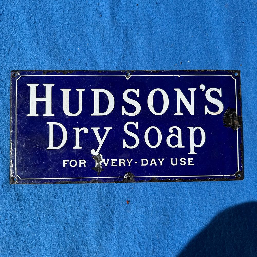 Lot 307: Hudson's Dry Soap Enamel Advertising Sign
