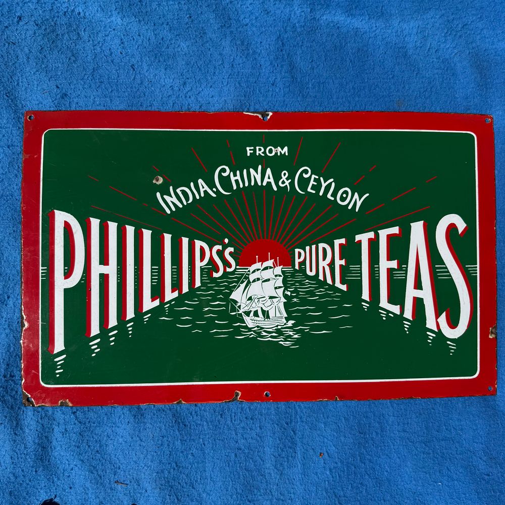 Lot 340: Phillips's Pure Teas Enamel Advertising Sign