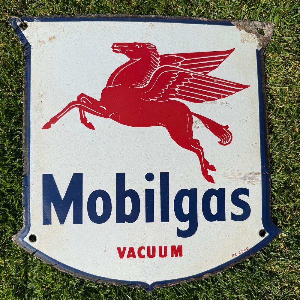 Lot 250: Mobilgas Enamel Advertising Sign (Reproduction)