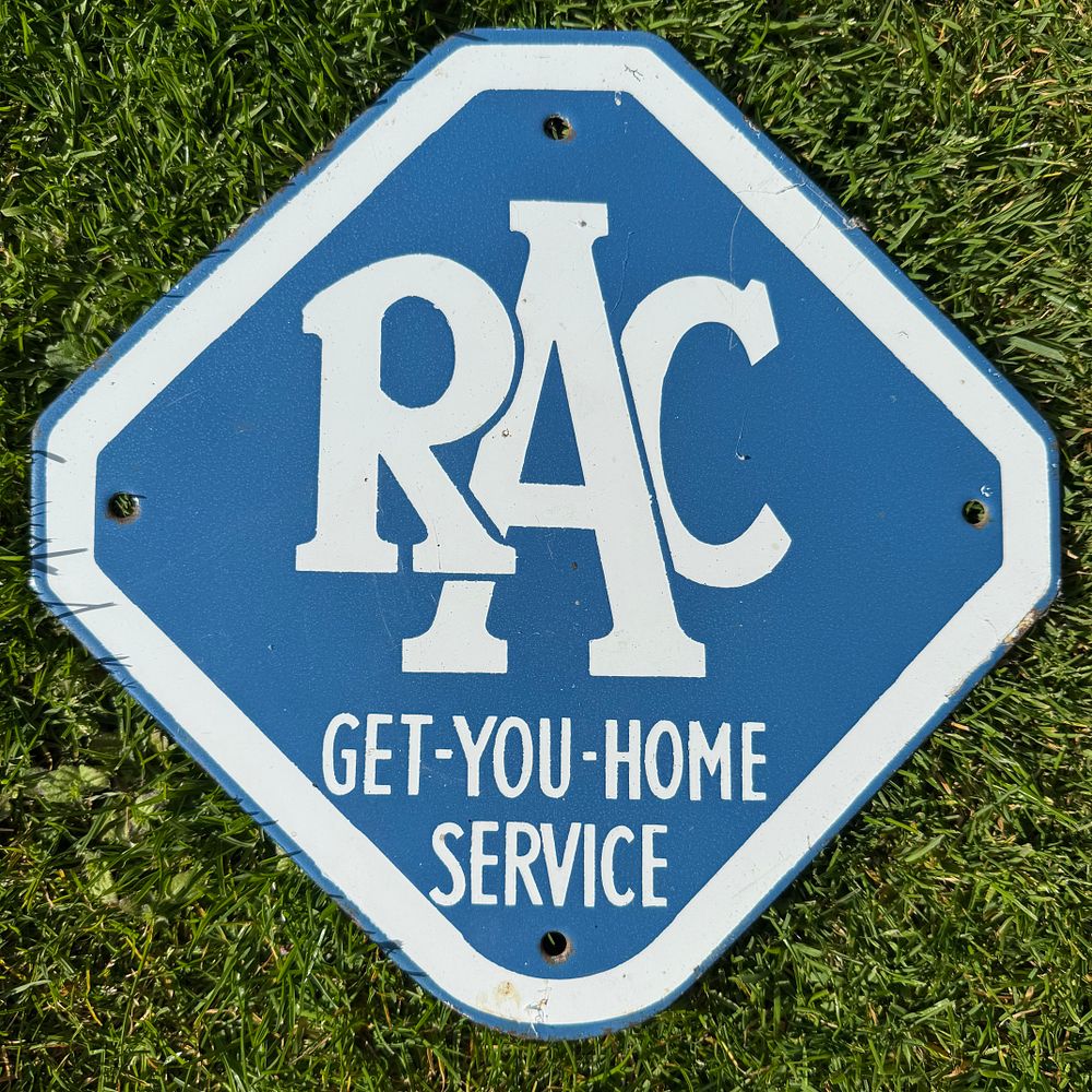Lot 185: RAC Get-You-Home Service Enamel Advertising Sign