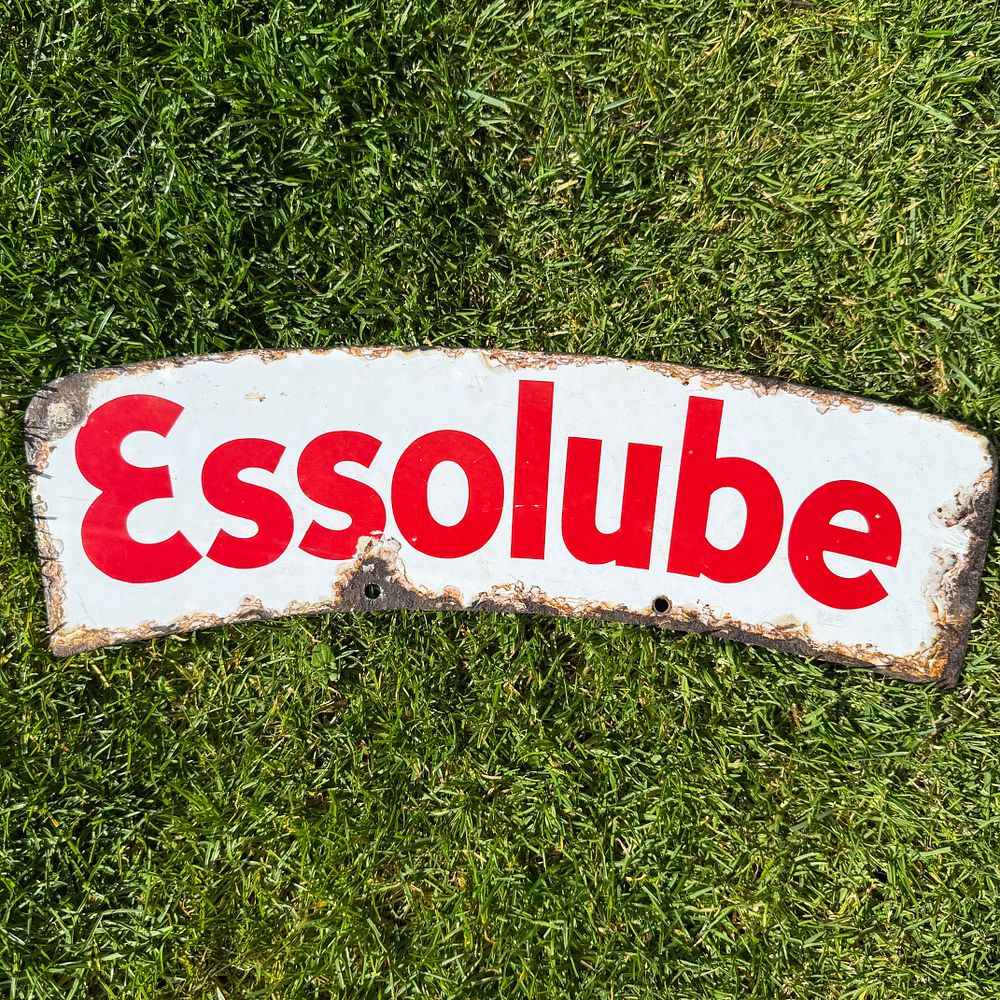 Lot 184: Essolube Motor Oil Enamel Advertising Sign