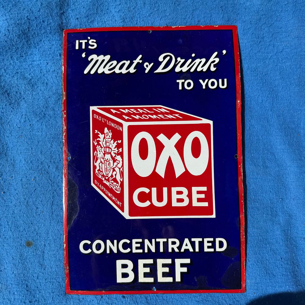 Lot 341: Oxo Cube Enamel Advertising Sign