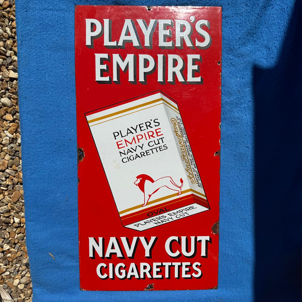 Lot 356: Player's Empire Navy Cut Cigarettes Enamel Advertising Sign