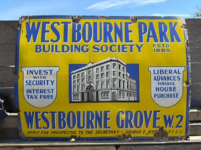 Westbourne Park Building Society Enamel Advertising Sign