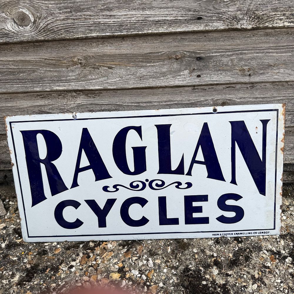 Lot 535: Raglan Cycles Enamel Advertising Sign