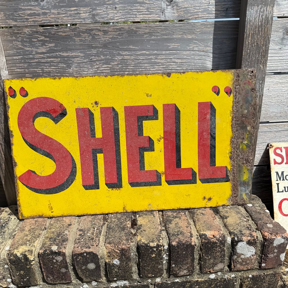 Lot 463: Shell Flanged Enamel Advertising Sign
