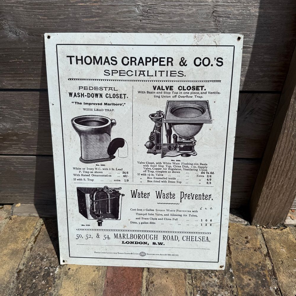 Lot 575: Thomas Crapper & Co. Metal Advertising Sign, reproduction