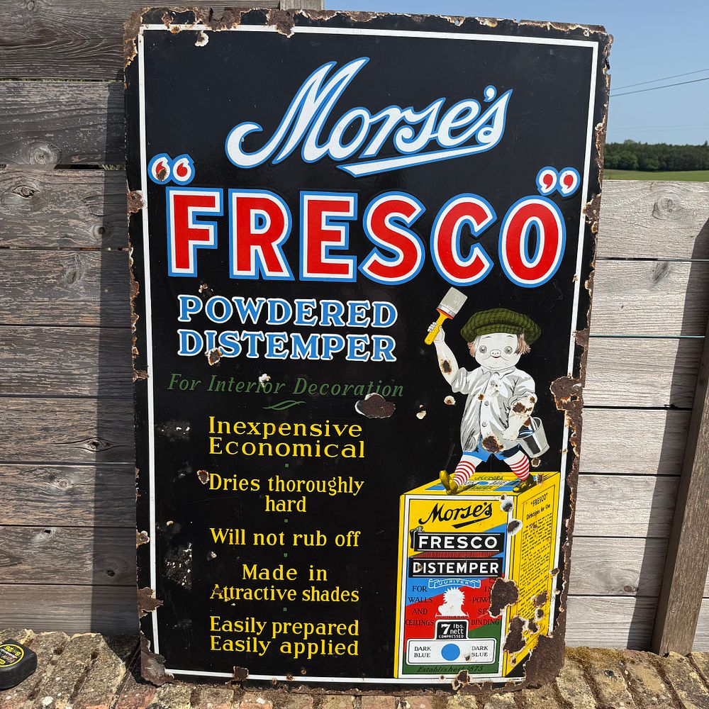 Lot 510: Morse's Fresco Powdered Distemper Enamel Advertising Sign