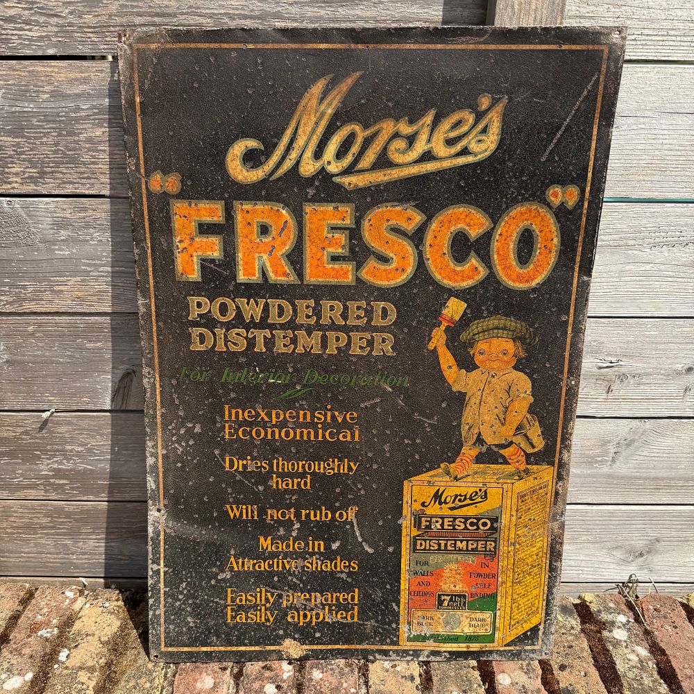 Lot 513: Morse's Fresco Powdered Distemper Lithographed Tin Advertising Sign