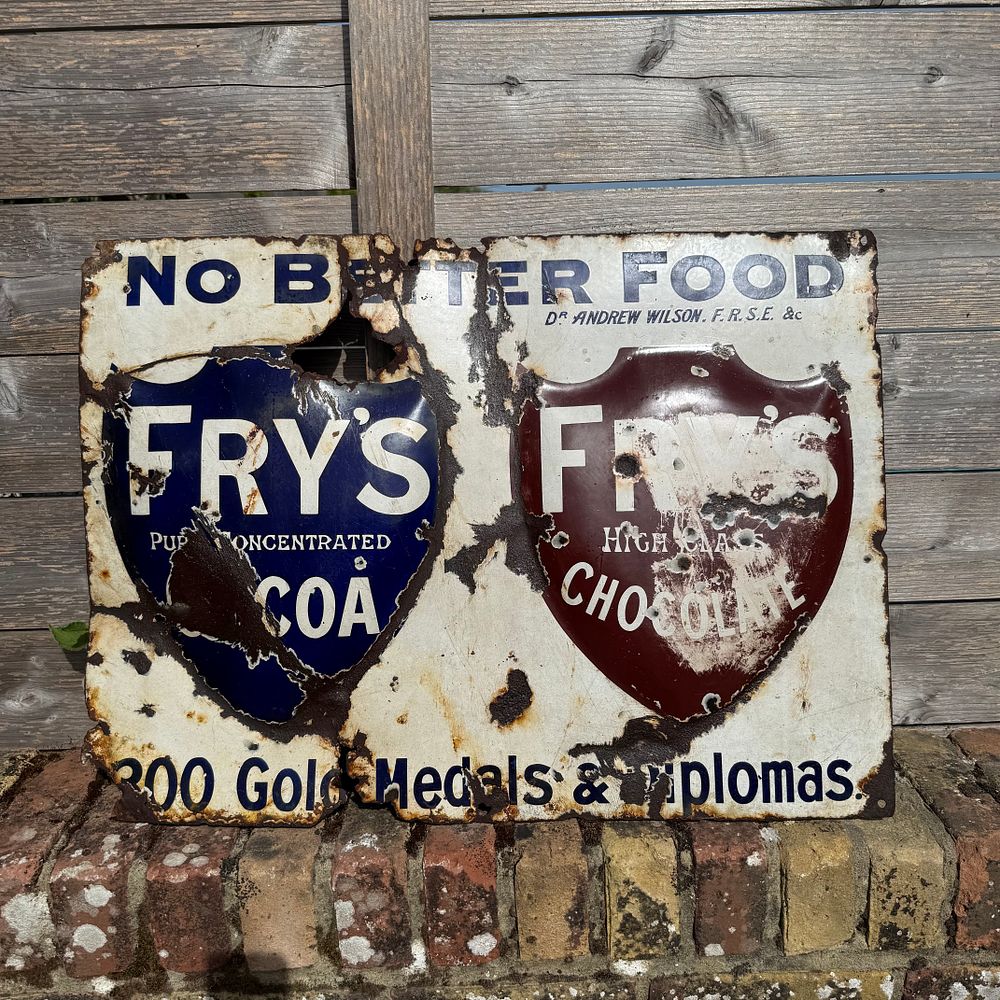 Lot 426: Fry's Cocoa and Chocolate Enamel Advertising Sign
