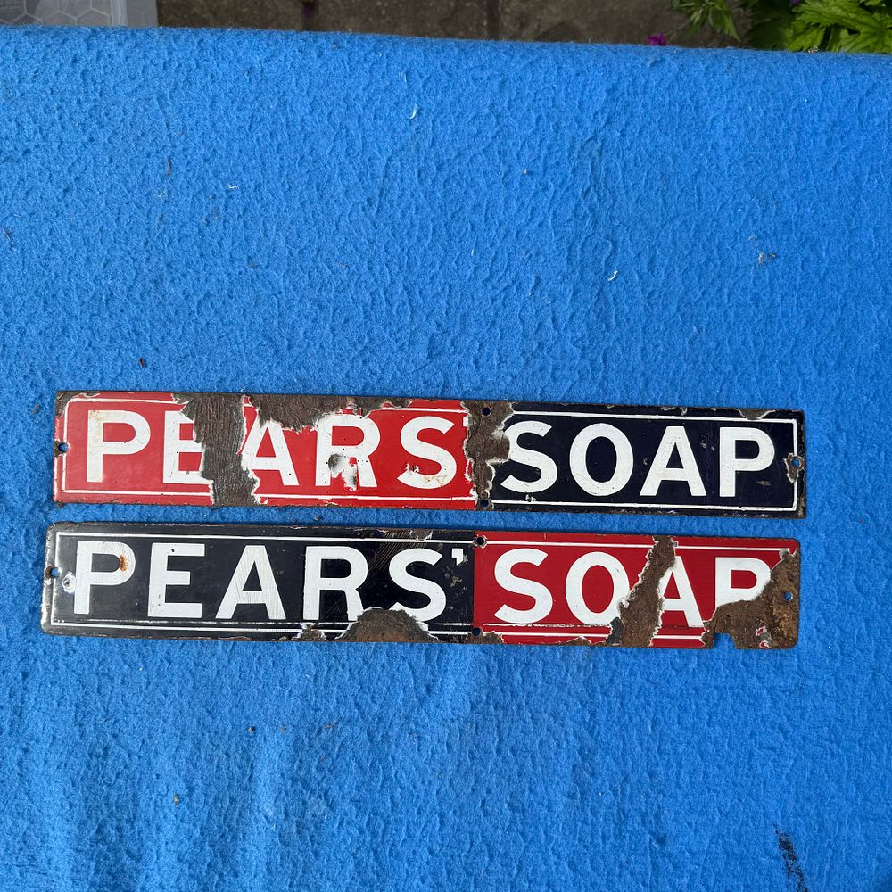 Lot 519: Two Pears' Soap Enamel Advertising Signs