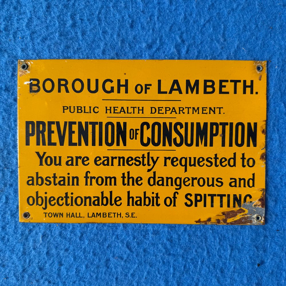 Lot 581: Borough of Lambeth Prevention of Consumption Enamel Advertising Sign