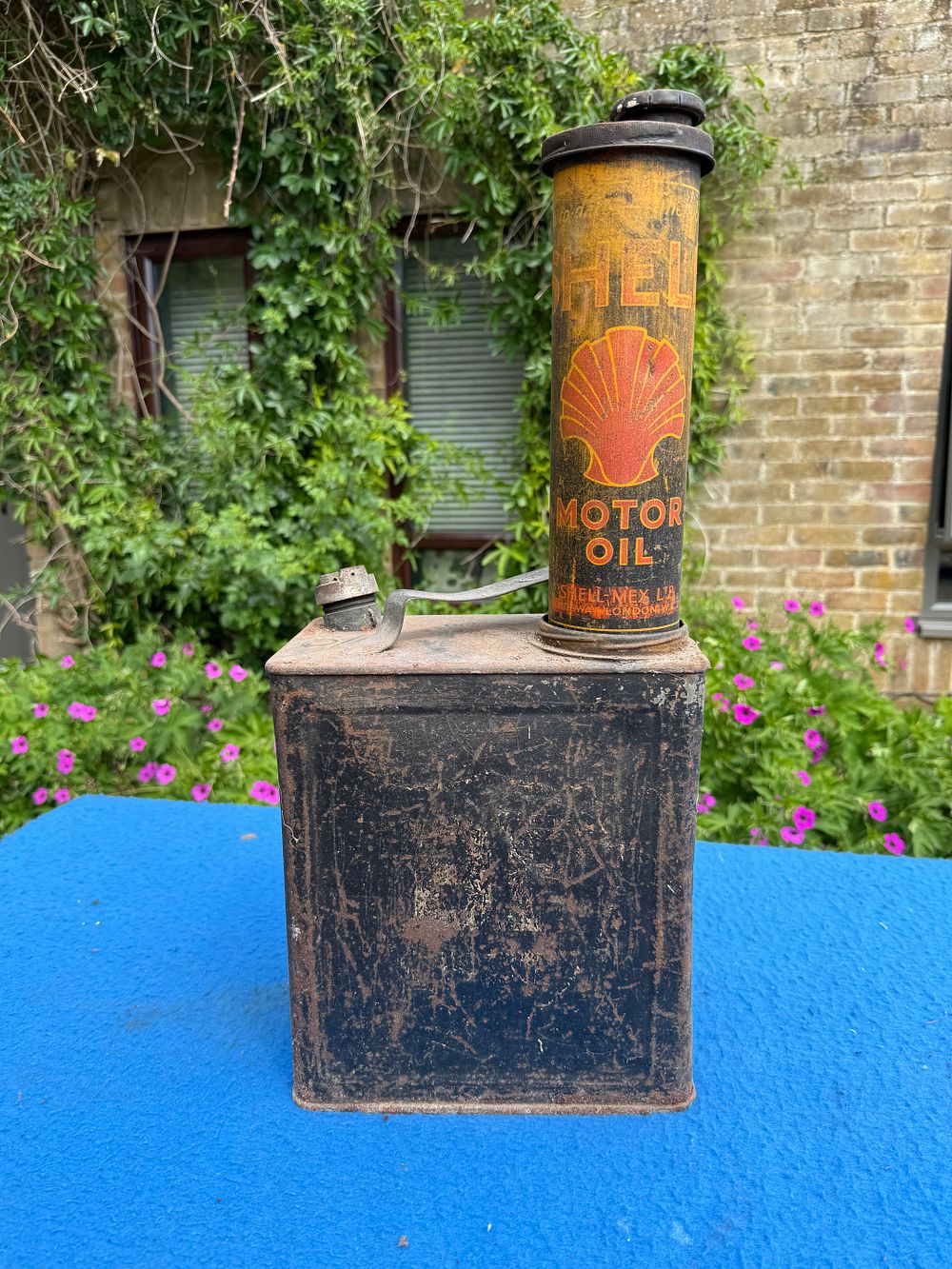 Lot 565: BP Two Gallon Petrol Can with Shell Motor Oil Insert