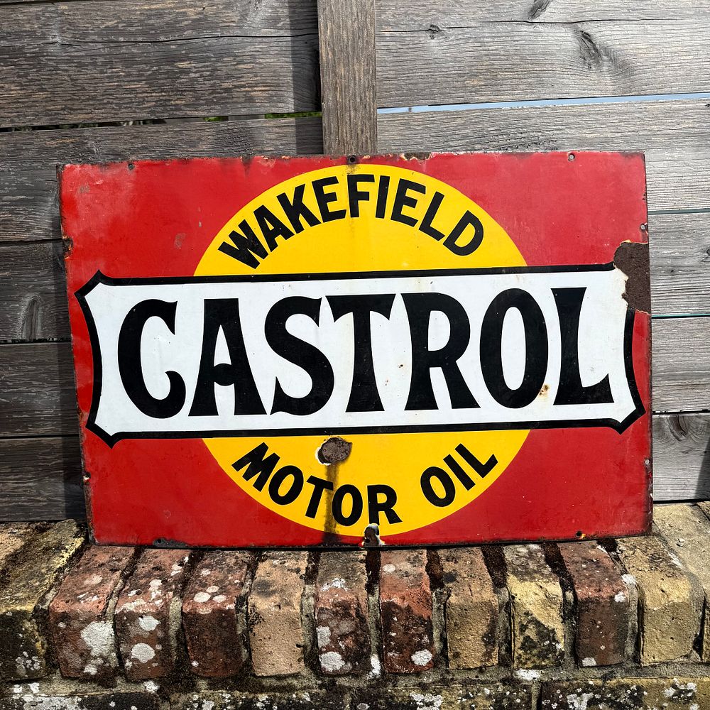 Lot 485: Wakefield Castrol Motor Oil Enamel Advertising Sign