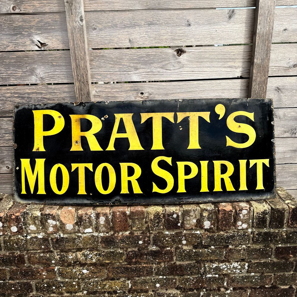 Lot 487: Pratt's Motor Spirit Enamel Advertising Sign