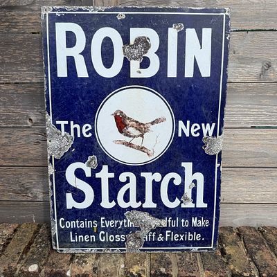 Robin Starch Enamel Advertising Sign
