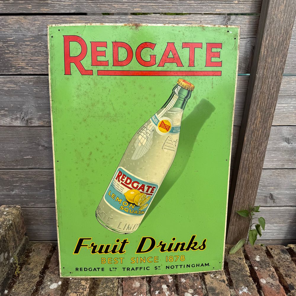 Lot 592: Redgate Fruit Drinks Lemon Squash Metal Advertising Sign
