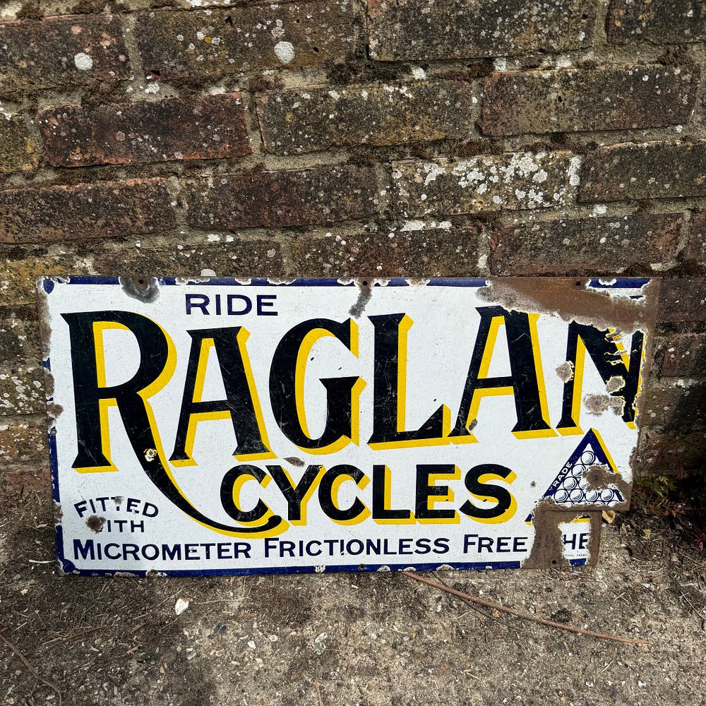 Lot 569: Raglan Cycles Enamel Advertising Sign