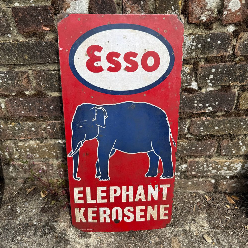 Lot 570: Esso Elephant Kerosene Enamel Advertising Sign