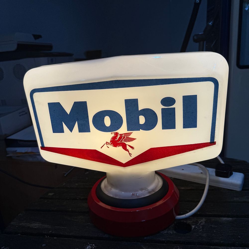 Lot 159: Mobil Petrol Pump Globe by Webb's Crystal Glass Co.