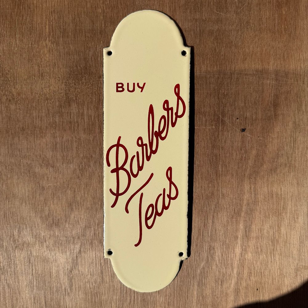 Lot 317: Barbers Teas Enamel Advertising Fingerplate