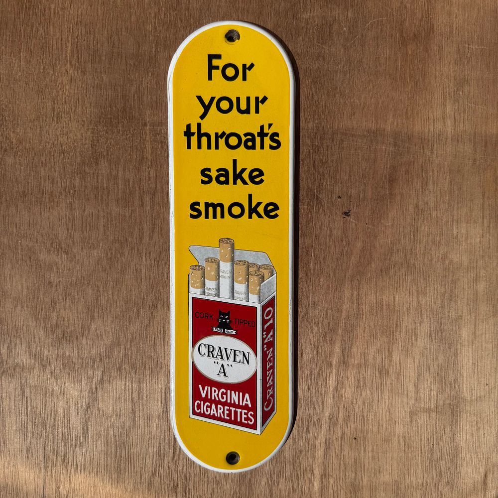 Lot 316: Craven "A" Cigarettes Enamel Advertising Fingerplate Sign