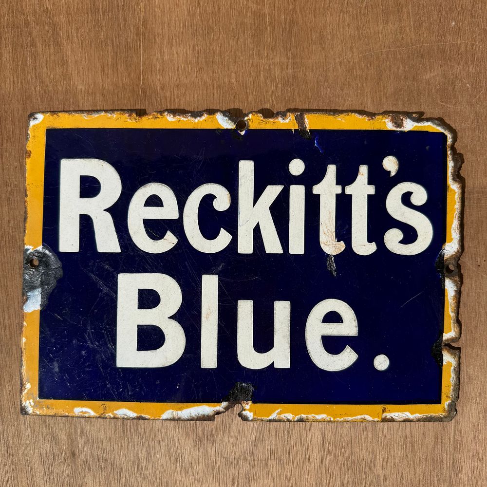Lot 319: Reckitt's Blue Enamel Advertising Sign