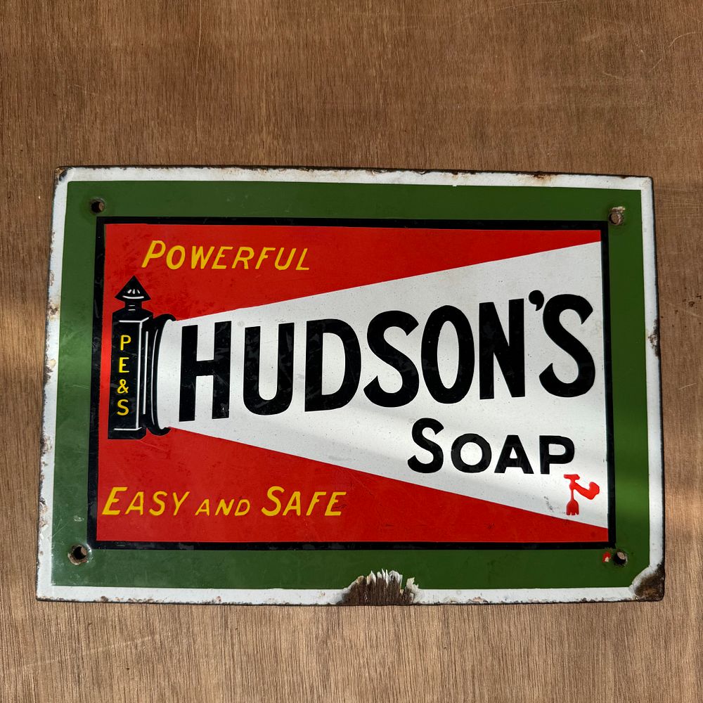 Lot 324: Hudson's Soap Enamel Advertising Sign