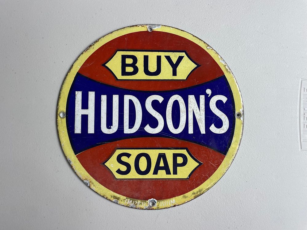 Lot 325: Hudson's Soap Enamel Advertising Sign