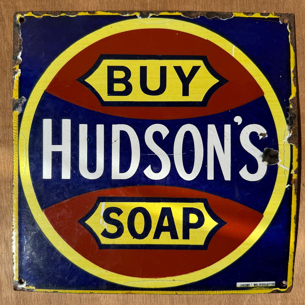 Lot 326: Hudson's Soap Enamel Advertising Sign