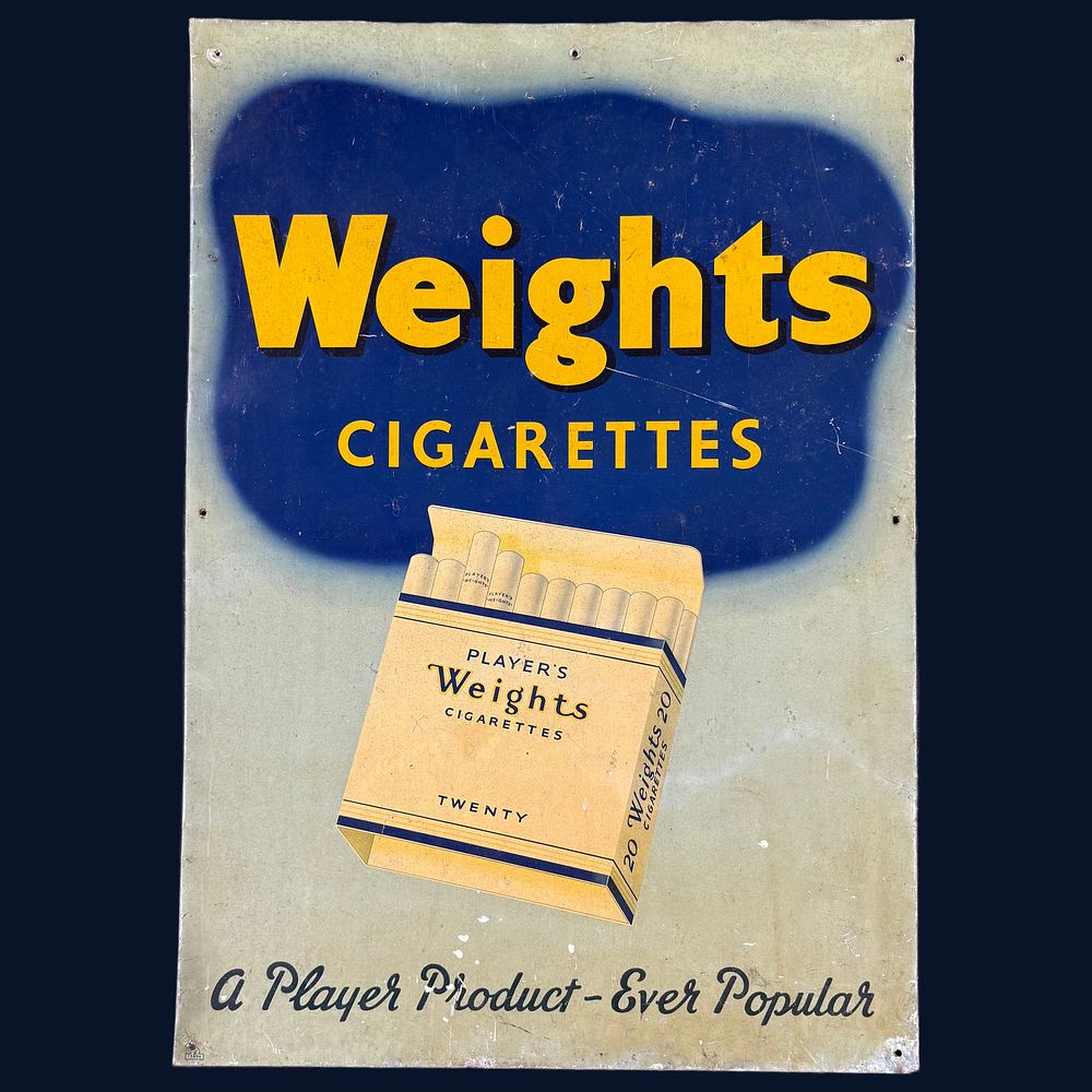 Lot 2: Weights Cigarettes Lithographed Tin Advertising Sign