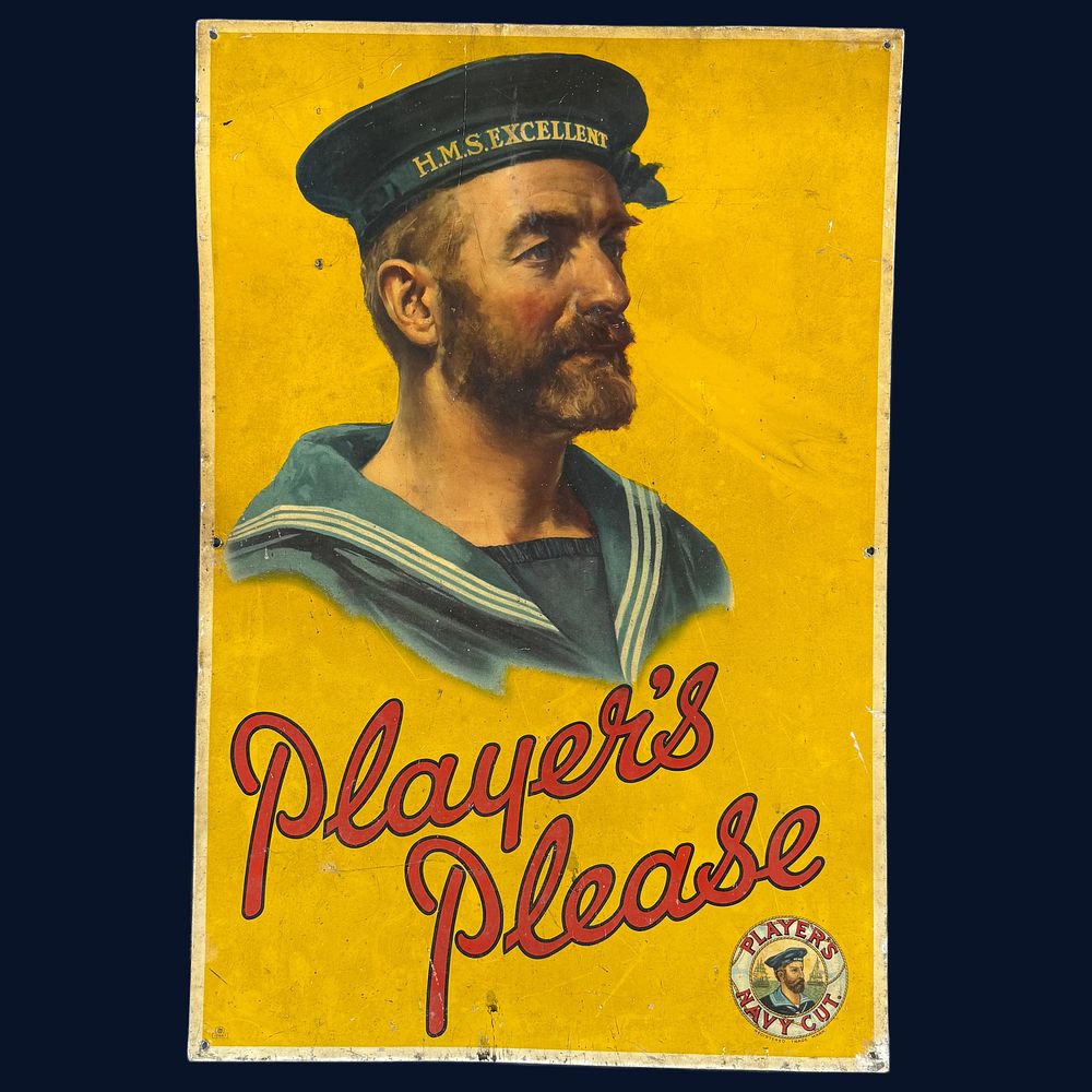 Lot 3: Player's Please Lithographed Tin Advertising Sign