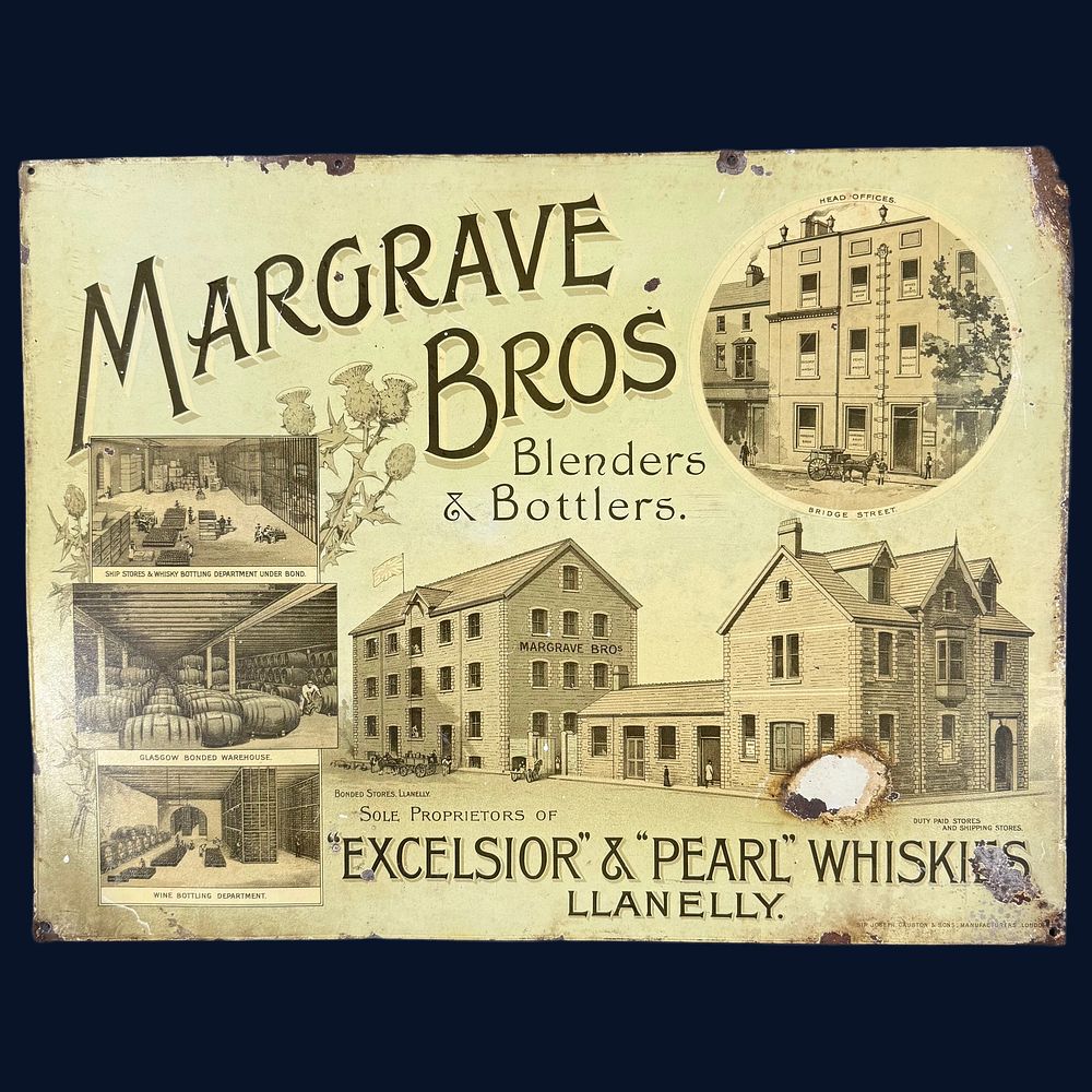 Lot 13: Margrave Bros. Blenders and Bottlers Lithographed Metal Advertising Sign