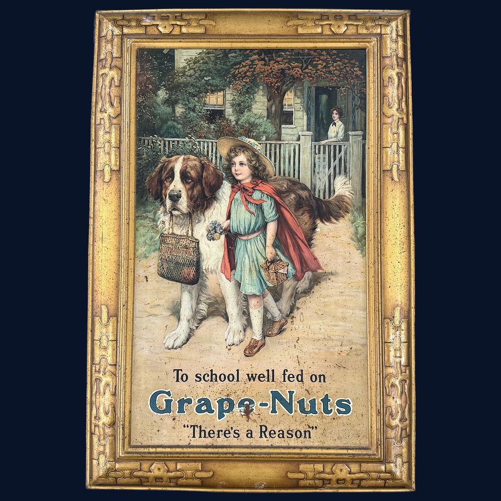Lot 14: Grape-Nuts Lithographed Tin Advertising Sign