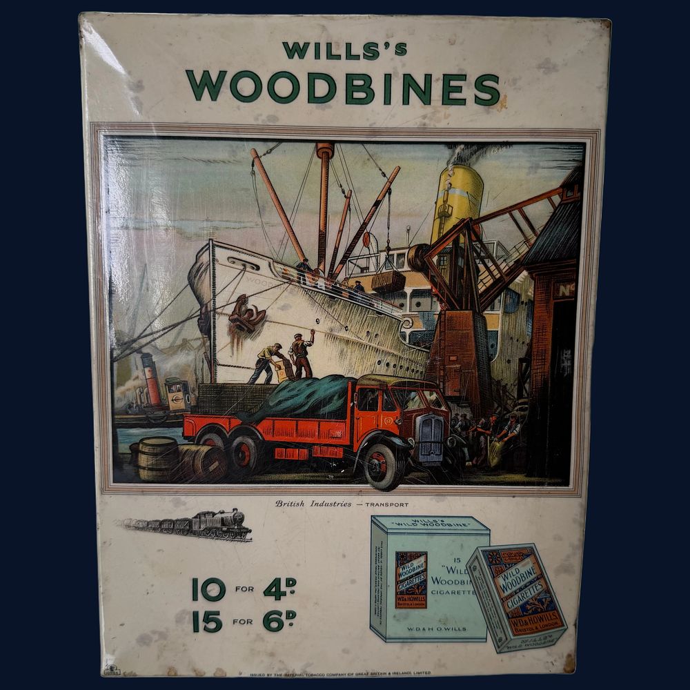 Lot 22: Wills's Woodbines Cellulose Advertising Showcard