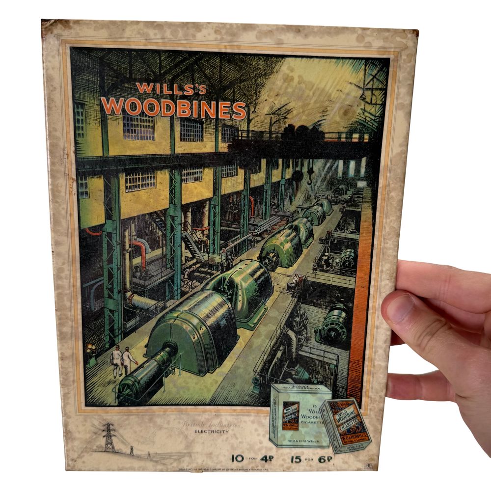 Lot 31: Wills's Woodbines British Industries Electricity Advertising Showcard