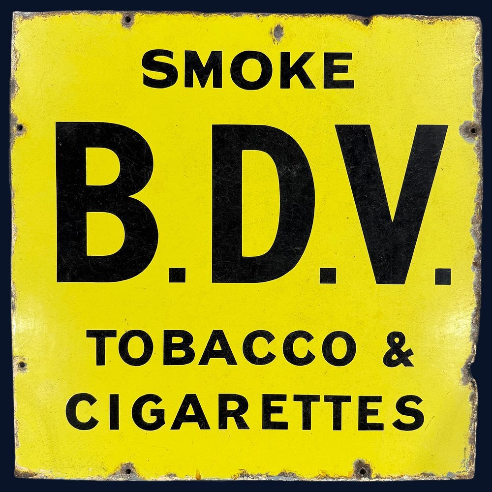 Lot 39: B.D.V. Tobacco Enamel Advertising Sign