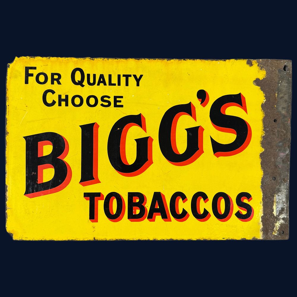 Lot 40: Bigg's Tobaccos Enamel Advertising Sign